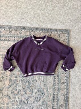 Bass Pro Shops purple varsity v neck crew sweatshirt XL